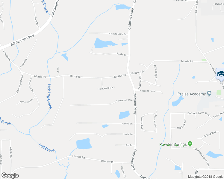 map of restaurants, bars, coffee shops, grocery stores, and more near 25 Forkwood Circle in Hiram