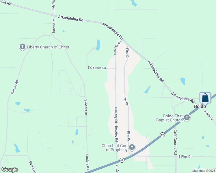map of restaurants, bars, coffee shops, grocery stores, and more near 675 Dowdey Road in Jasper