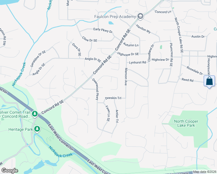 map of restaurants, bars, coffee shops, grocery stores, and more near 221 Deerwood Circle in Smyrna