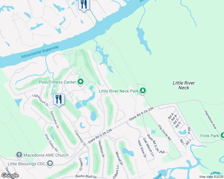 map of restaurants, bars, coffee shops, grocery stores, and more near 1301 Clipper Road in North Myrtle Beach