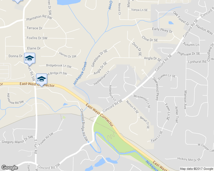 map of restaurants, bars, coffee shops, grocery stores, and more near 2409 Greyhurst Way Southwest in Smyrna