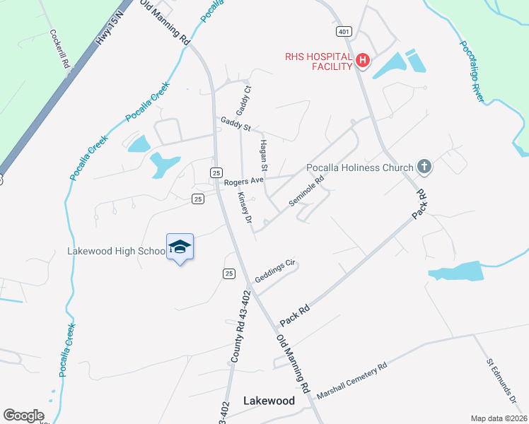 map of restaurants, bars, coffee shops, grocery stores, and more near 345 Seminole Road in Sumter