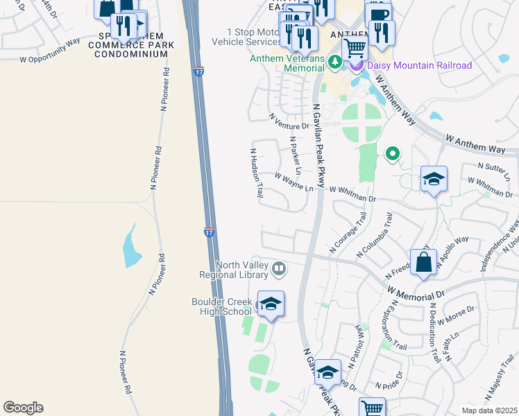map of restaurants, bars, coffee shops, grocery stores, and more near 3769 West Jacksonville Drive in New River
