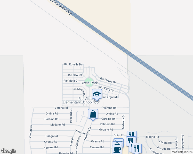 map of restaurants, bars, coffee shops, grocery stores, and more near 67649 Rio Pecos Drive in Cathedral City