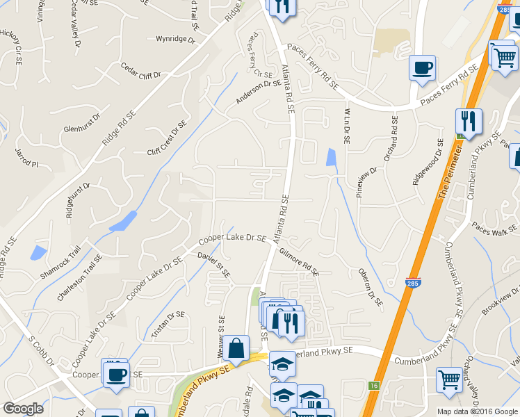 map of restaurants, bars, coffee shops, grocery stores, and more near 2078 Lee Road Southeast in Smyrna