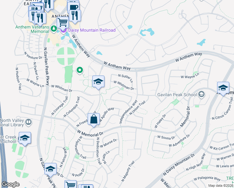 map of restaurants, bars, coffee shops, grocery stores, and more near 3159 West Spirit Drive in New River