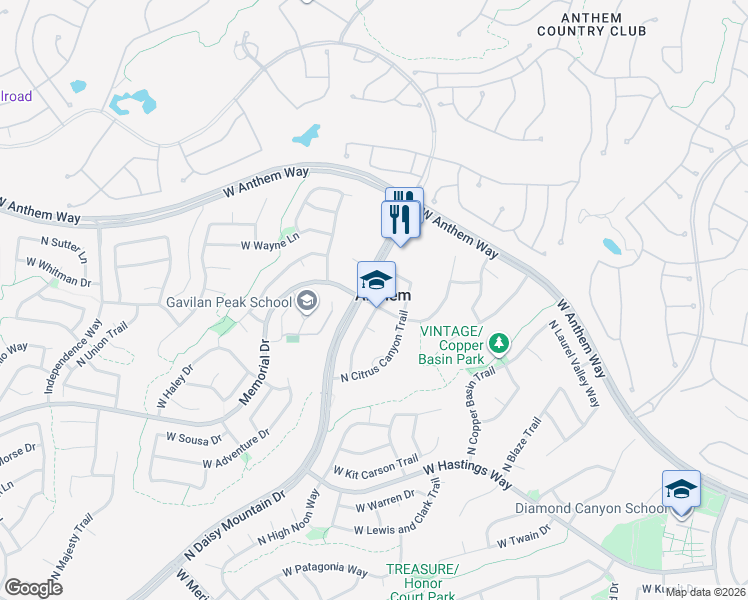 map of restaurants, bars, coffee shops, grocery stores, and more near 41001 North Trailhead Way in New River
