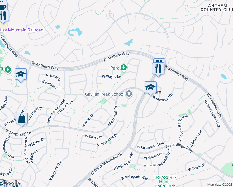 map of restaurants, bars, coffee shops, grocery stores, and more near 41001 North Wild West Trail in New River