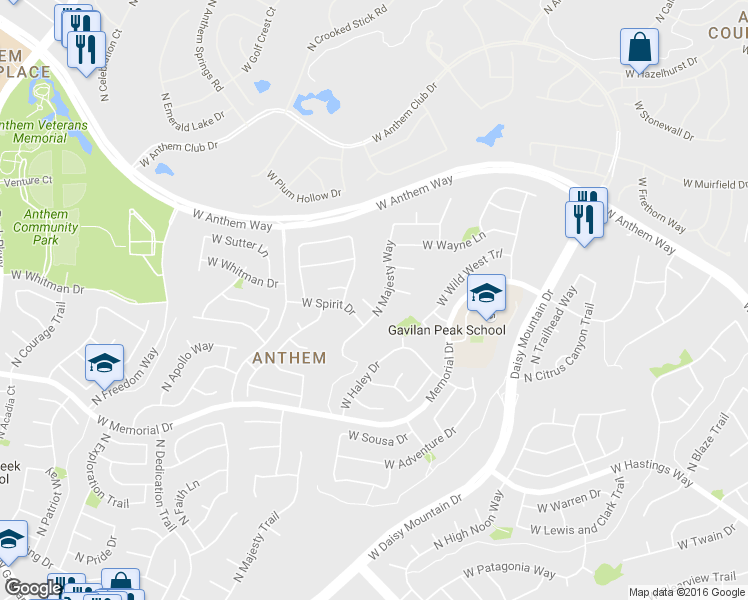 map of restaurants, bars, coffee shops, grocery stores, and more near 2850 West Wells Court in New River