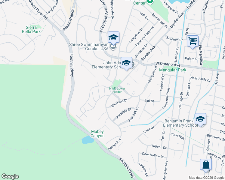 map of restaurants, bars, coffee shops, grocery stores, and more near 1730 Red Dawn View Circle in Corona