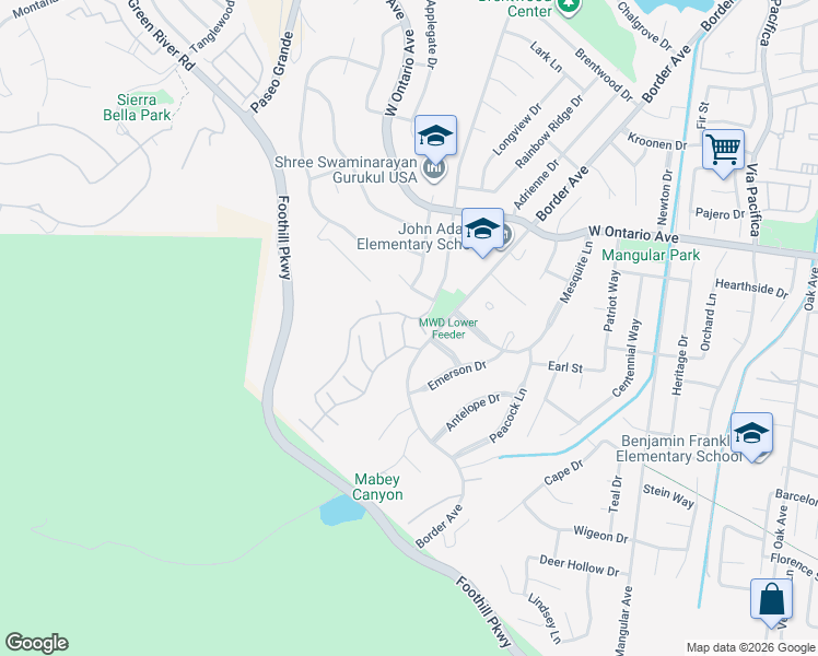 map of restaurants, bars, coffee shops, grocery stores, and more near 1730 Red Dawn View Circle in Corona