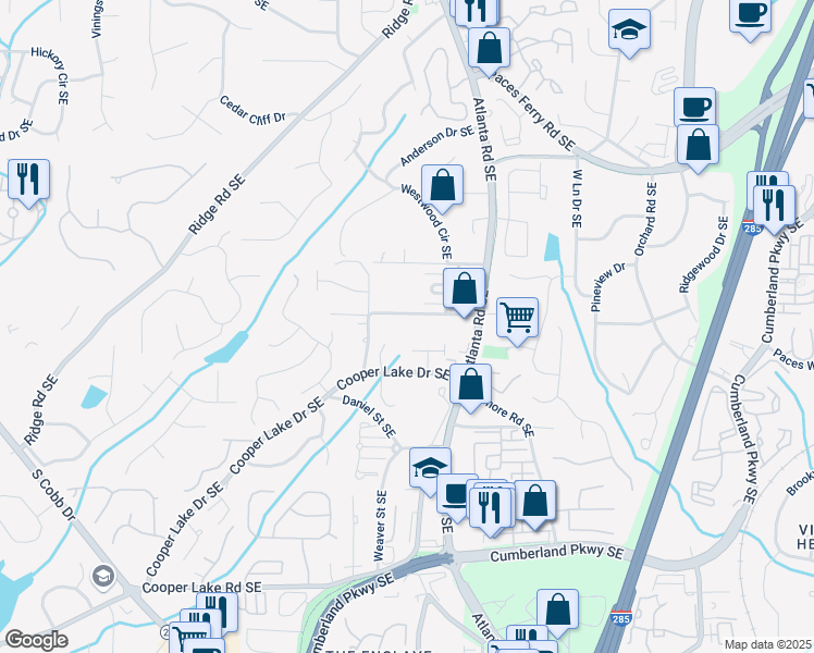 map of restaurants, bars, coffee shops, grocery stores, and more near 2038 Lee Road Southeast in Smyrna