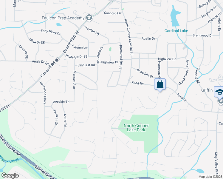 map of restaurants, bars, coffee shops, grocery stores, and more near 4021 Plumcrest Circle Southeast in Smyrna