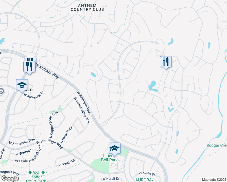 map of restaurants, bars, coffee shops, grocery stores, and more near 1940 West Spirit Court in New River