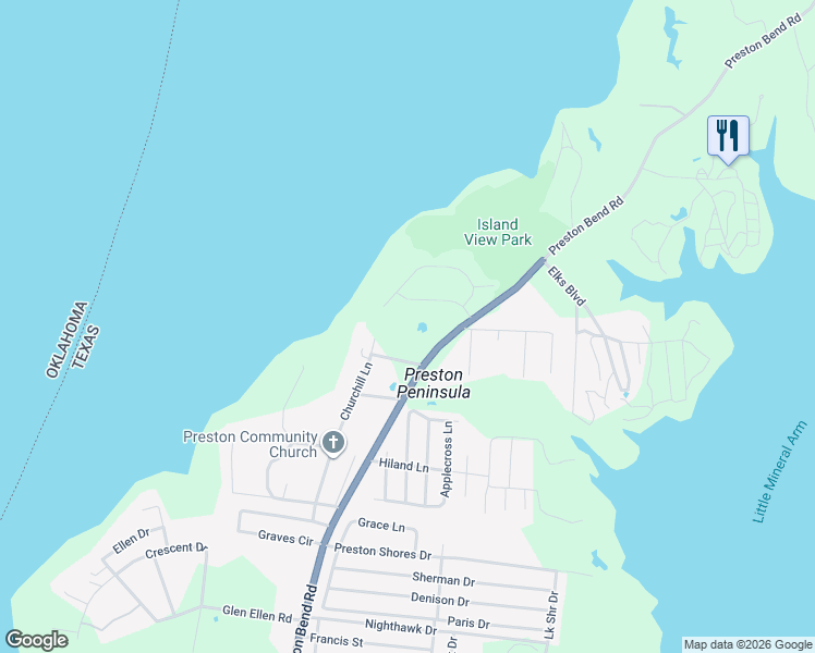 map of restaurants, bars, coffee shops, grocery stores, and more near 440 Churchill Lane in Pottsboro