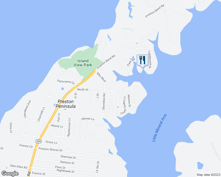 map of restaurants, bars, coffee shops, grocery stores, and more near Elks Boulevard in Pottsboro