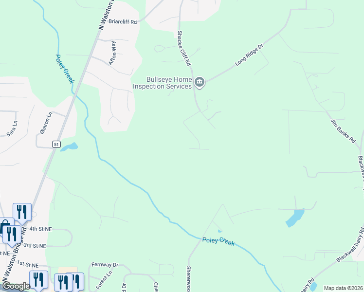 map of restaurants, bars, coffee shops, grocery stores, and more near 2601 Old Wood Circle in Jasper