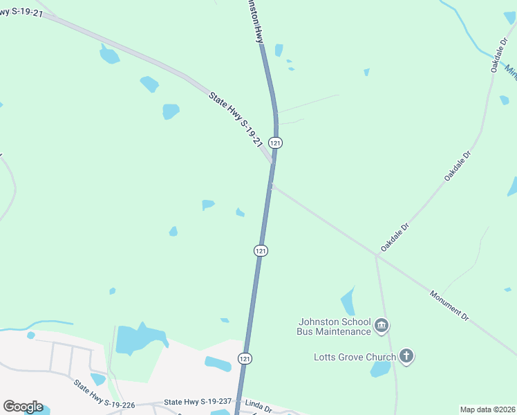 map of restaurants, bars, coffee shops, grocery stores, and more near 1549 South Carolina 121 in Johnston