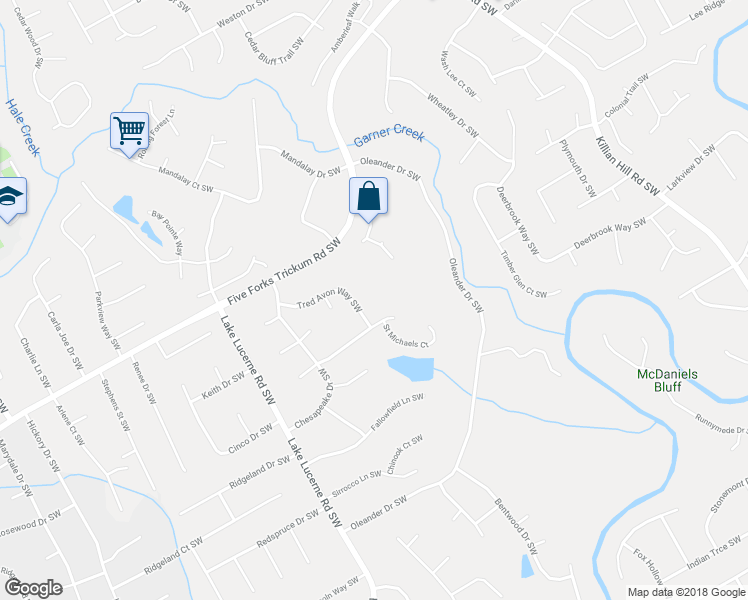 map of restaurants, bars, coffee shops, grocery stores, and more near 1296 Tred Avon Way Southwest in Lilburn