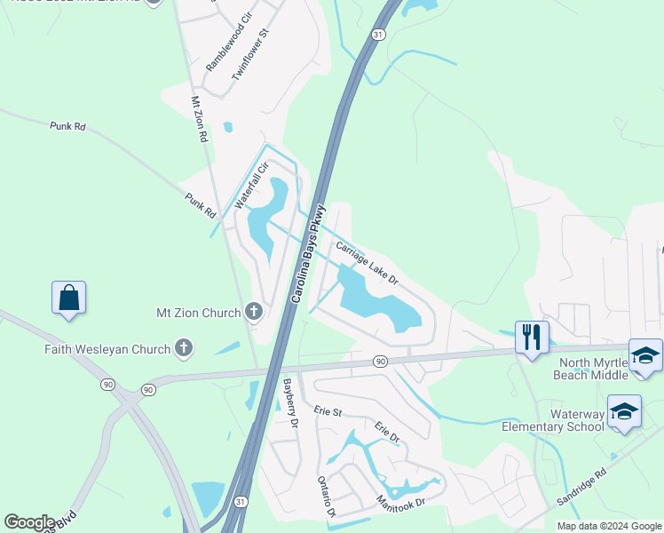 map of restaurants, bars, coffee shops, grocery stores, and more near 218 Carriage Lake Drive in Little River
