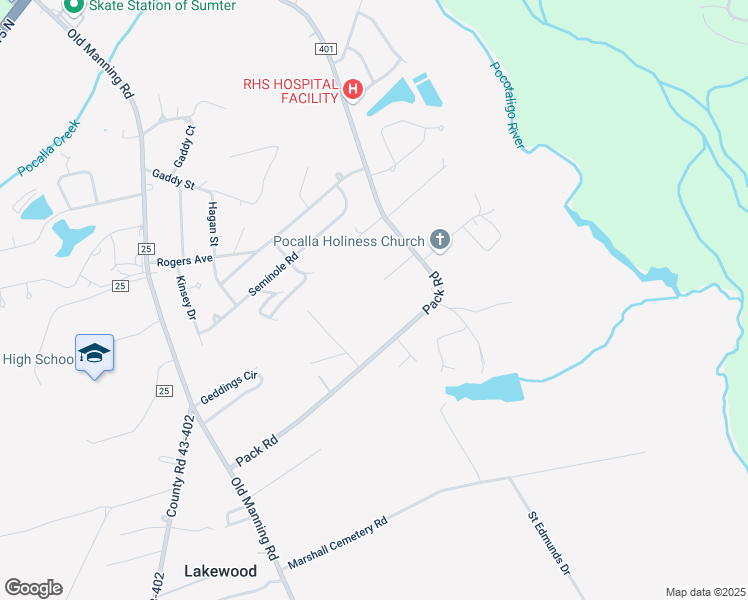 map of restaurants, bars, coffee shops, grocery stores, and more near 60 Admiral Drive in Sumter