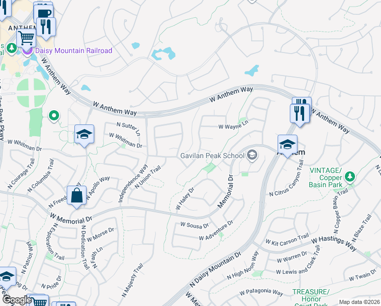 map of restaurants, bars, coffee shops, grocery stores, and more near 2850 West Wells Court in New River