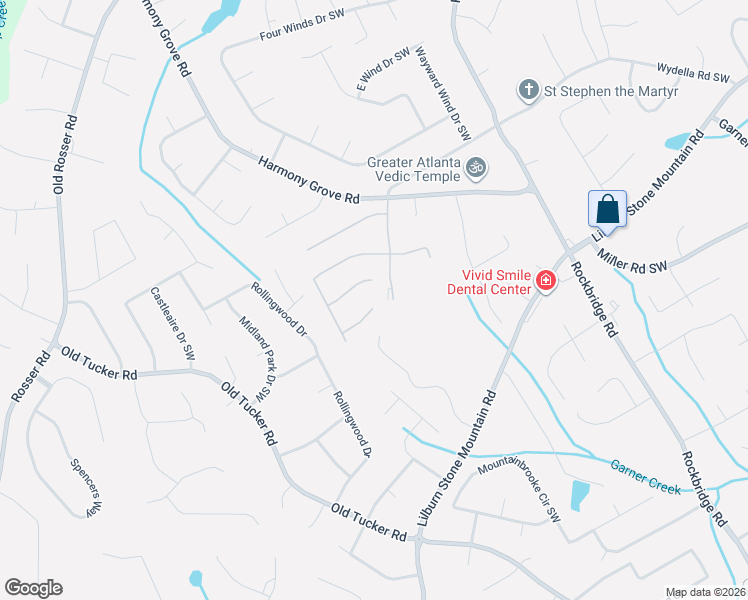 map of restaurants, bars, coffee shops, grocery stores, and more near 564 Grove Creek Court Southwest in Lilburn