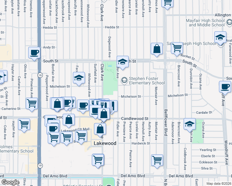 map of restaurants, bars, coffee shops, grocery stores, and more near 5511 Fidler Avenue in Lakewood