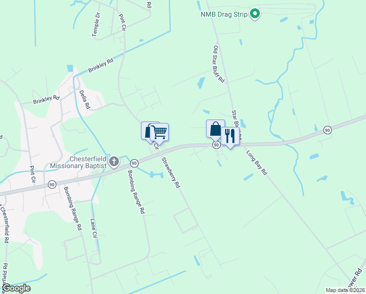 map of restaurants, bars, coffee shops, grocery stores, and more near 8809 South Carolina 90 in Longs