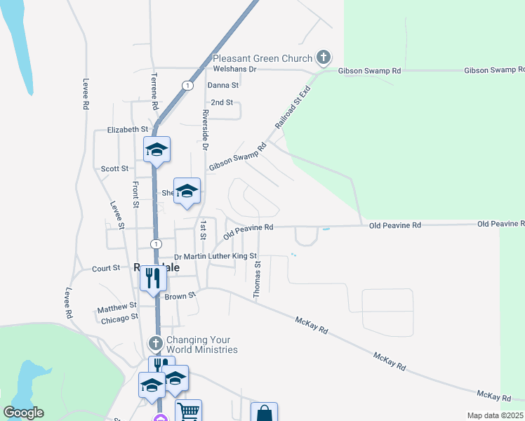 map of restaurants, bars, coffee shops, grocery stores, and more near 517 Kennedy Drive in Rosedale