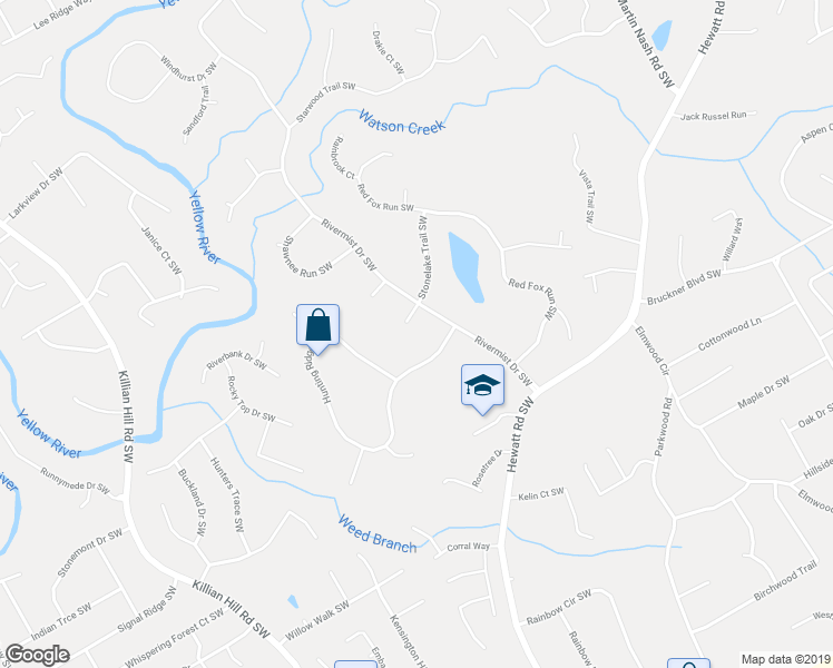 map of restaurants, bars, coffee shops, grocery stores, and more near 3662 Stonelake Court Southwest in Lilburn