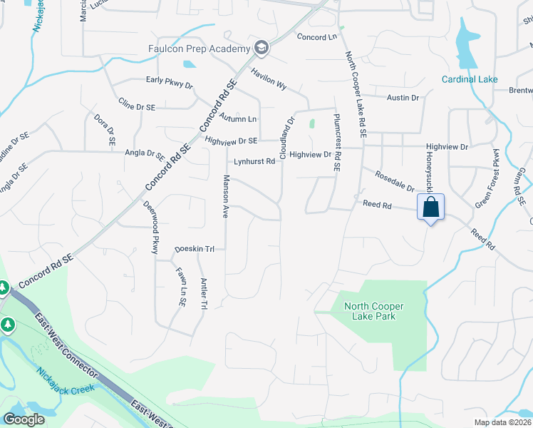 map of restaurants, bars, coffee shops, grocery stores, and more near 397 Mockingbird Lane Southeast in Smyrna