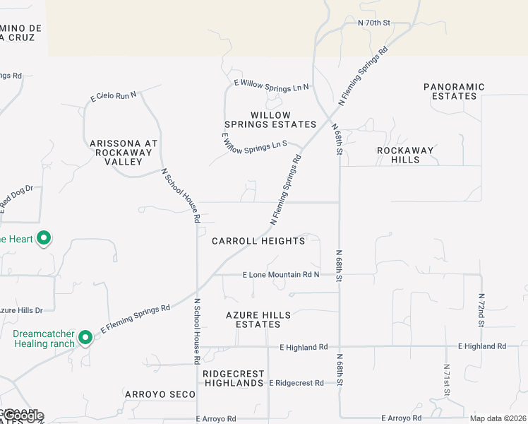 map of restaurants, bars, coffee shops, grocery stores, and more near 6527 E Rockaway Hills Dr in Cave Creek