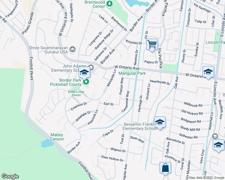 map of restaurants, bars, coffee shops, grocery stores, and more near 2396 Independence Circle in Corona