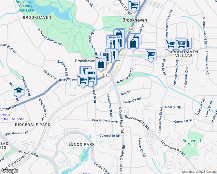 map of restaurants, bars, coffee shops, grocery stores, and more near 1209 Standard Drive Northeast in Atlanta