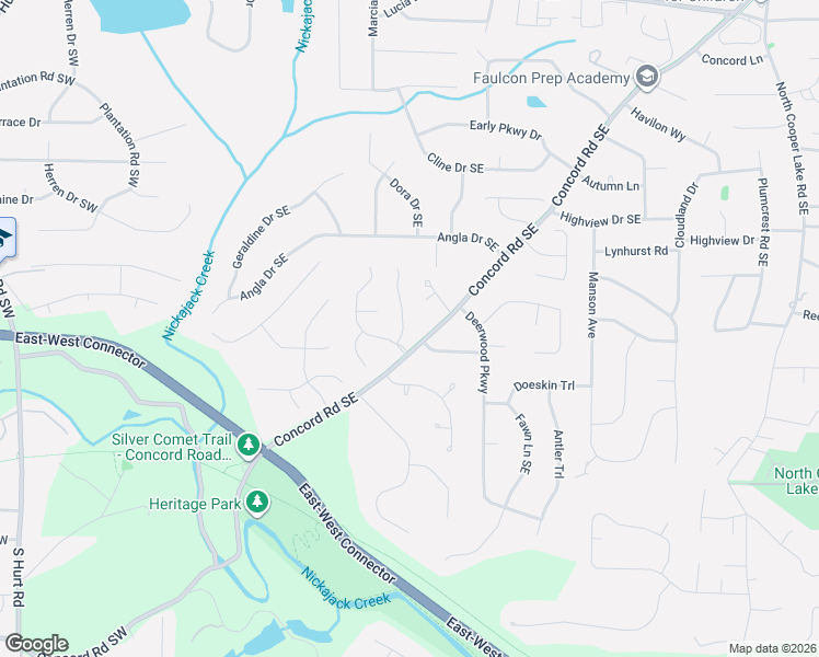 map of restaurants, bars, coffee shops, grocery stores, and more near 3927 Concord Walk Drive Southeast in Smyrna