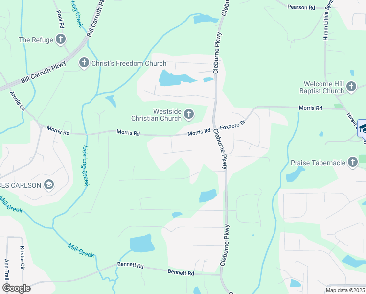 map of restaurants, bars, coffee shops, grocery stores, and more near 46 Forkwood Circle in Hiram