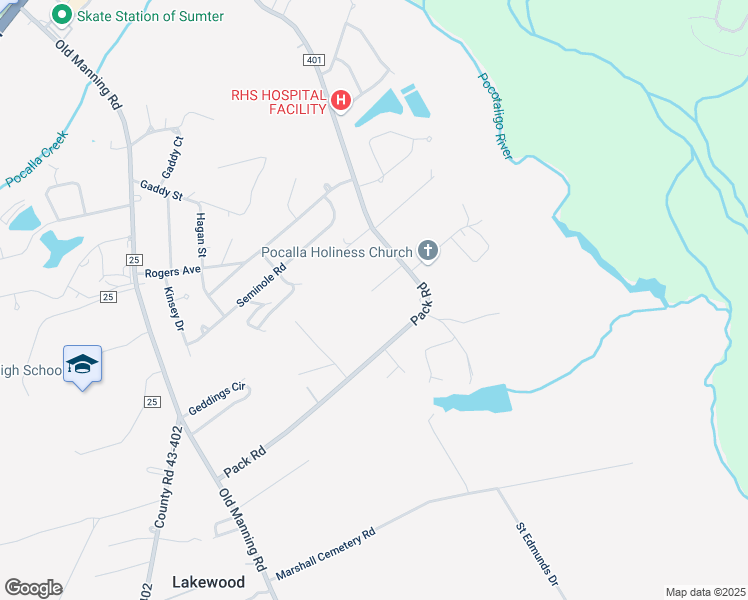 map of restaurants, bars, coffee shops, grocery stores, and more near 60 Admiral Drive in Sumter