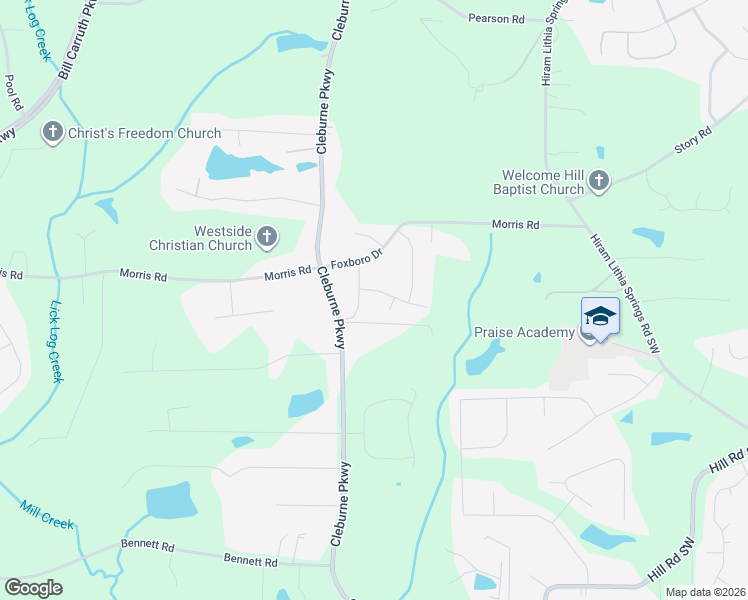 map of restaurants, bars, coffee shops, grocery stores, and more near 30 Hunters Cove in Powder Springs