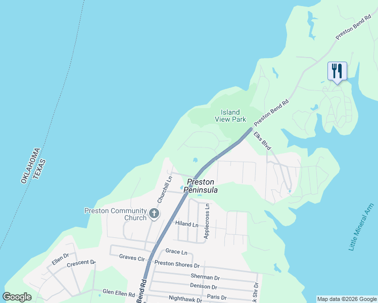 map of restaurants, bars, coffee shops, grocery stores, and more near 440 Churchill Lane in Pottsboro