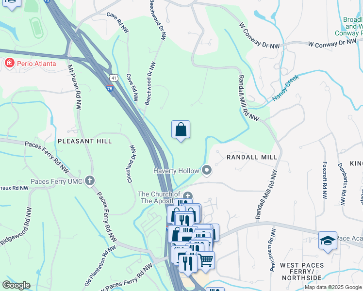 map of restaurants, bars, coffee shops, grocery stores, and more near 3715 Northside Parkway Northwest in Atlanta
