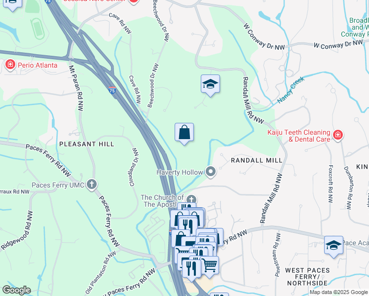 map of restaurants, bars, coffee shops, grocery stores, and more near Unnamed Road in Atlanta