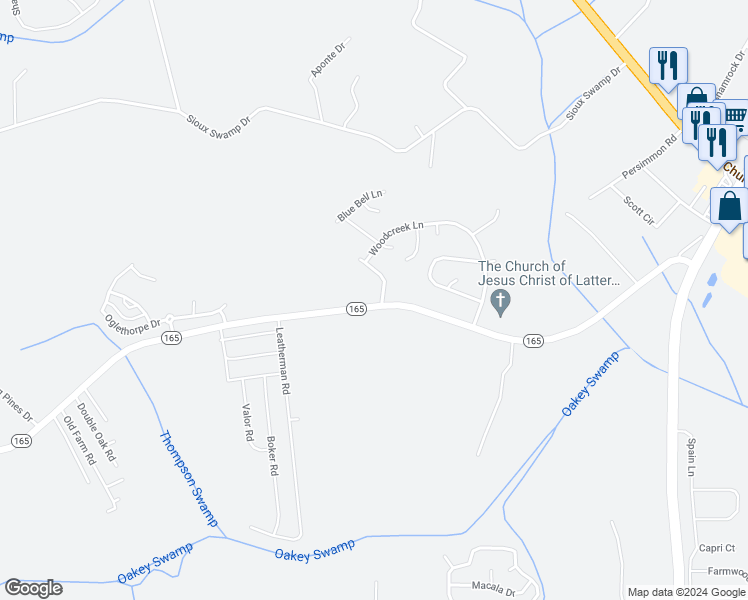 map of restaurants, bars, coffee shops, grocery stores, and more near 2601 Warm Springs Lane in Conway