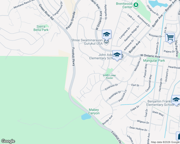 map of restaurants, bars, coffee shops, grocery stores, and more near 1780 Moccasin Trail Circle in Corona