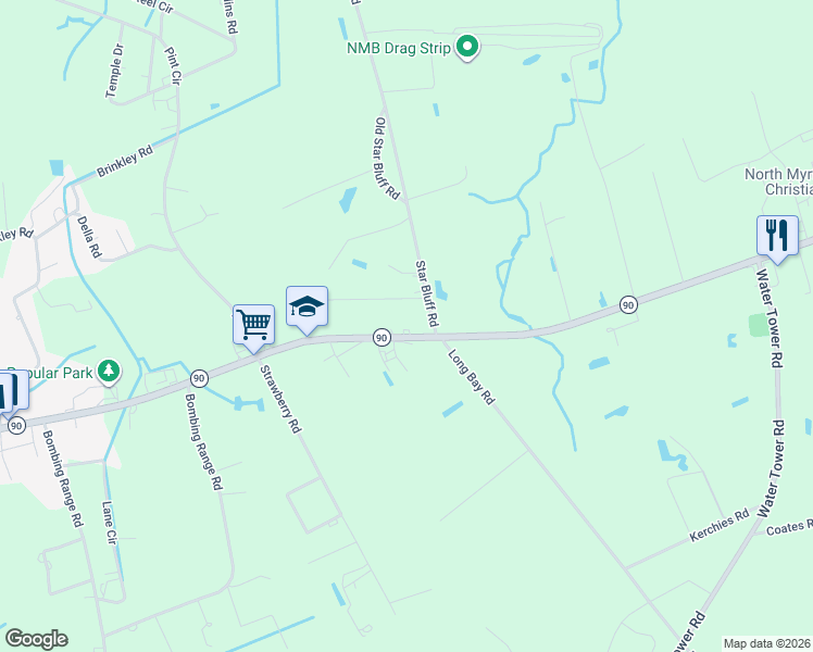 map of restaurants, bars, coffee shops, grocery stores, and more near 8917 South Carolina 90 in Longs