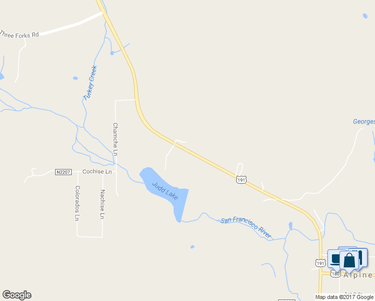 map of restaurants, bars, coffee shops, grocery stores, and more near Coronado Trail in Alpine