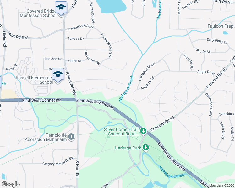 map of restaurants, bars, coffee shops, grocery stores, and more near 314 Covered Bridge Place Southwest in Smyrna