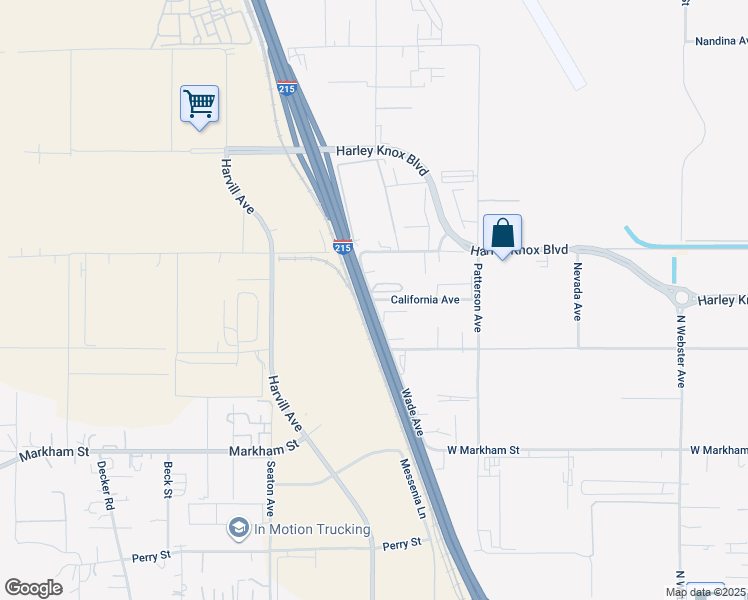 map of restaurants, bars, coffee shops, grocery stores, and more near 1911 California Avenue in Perris