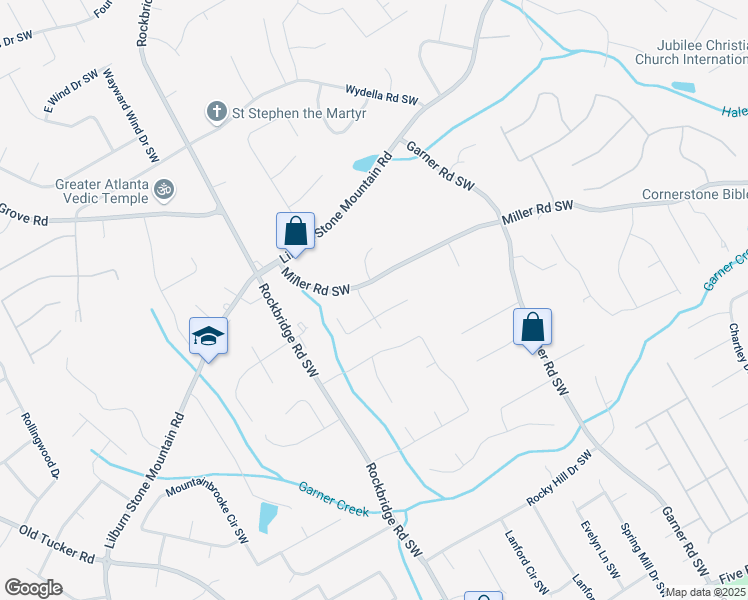 map of restaurants, bars, coffee shops, grocery stores, and more near 714 Lanford Springs Drive Southwest in Lilburn