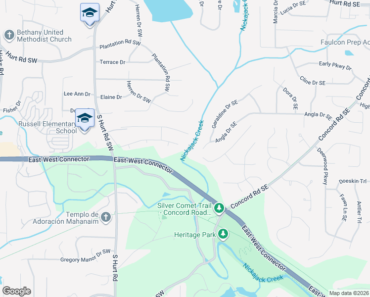 map of restaurants, bars, coffee shops, grocery stores, and more near 354 Bridgebrook Lane Southwest in Smyrna